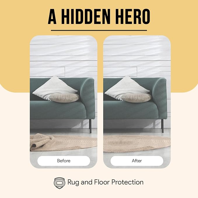 Non Slip Rug Pad 4x6 Feet, 4/25" Thick Felt Cushioned Rubber Rug Gripper Pad for Hardwood, Laminate, Stone, Tile, Wood, Vinyl Floors & Carpet, Anti Skid Under Area Rug Pads