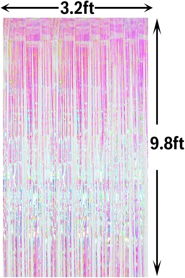 GOER 3.2 ft x 9.8 ft Metallic Tinsel Foil Fringe Curtains Party Photo Backdrop Party Streamers for Birthday,Graduation,New Year Eve Decorations Wedding Decor (5 Packs,Multicolor)