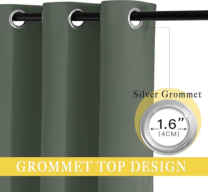 NICETOWN Blackout Curtain for Sliding Glass Door, Grommet Room Divider Curtain Wide Window Treatment Sound Reducing for Bedroom/Kids Room, Dark Mallard, 1 Panel, W80 x L95