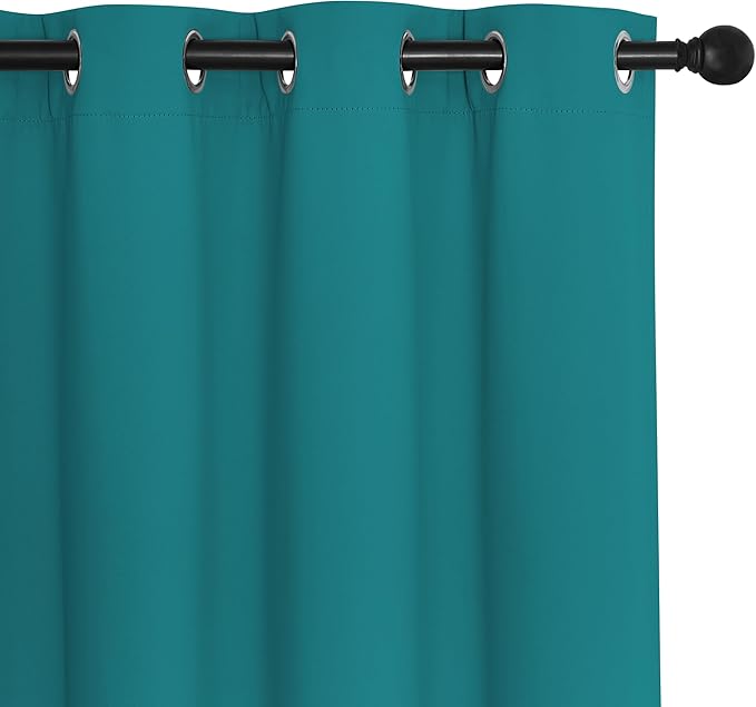 NICETOWN Blackout Curtains & Drapes - Privacy Thermal Efficiency Backdrop Curtains for Bedroom Room Divider Living Room Patio Sliding Glass Door, Wide 80 x Long 144 inch, Peacock Teal, 1 Panel