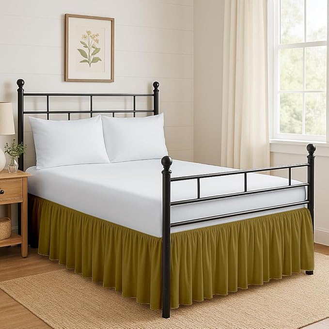Ruffled Bed Skirt Split Corners with Platform, Tailored Fit Hotel Quality Wrinkle Free Ultra-Soft Microfiber Dust Ruffle, Upto 28 Inch Drop, Twin XL, Taupe