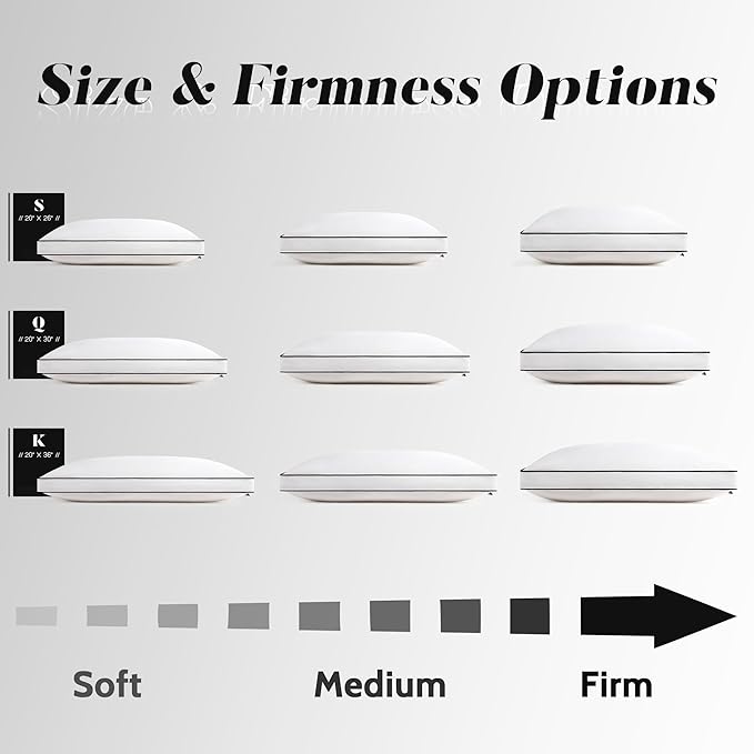 Feather Down Pillows Standard Size Set of 2 with Gusset, Luxury Hotel Collection Bed Pillow 2 Pack, Down Surrounded Gusseted Pillows for Sleeping, Soft for Side, Back Sleepers 20x26 in.