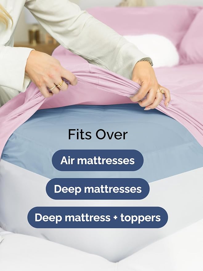 Extra Deep Cal King Sheet Set - 6 Piece Breathable and Cooling Sheets - Hotel Luxury Bed Sheets Set - Easy Fit - Soft, Wrinkle Free and Comfy Sheets Set - Light Pink Sheet Set with Extra Deep Pockets