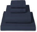 Mellanni Twin XL Sheet Set - 4-Piece Iconic Collection Bedding, (Including 2 Pillowcases), 16-Inch Deep Pocket, Easy Care, Extra Soft, Cooling Sheets, Brushed Microfiber - Navy Blue