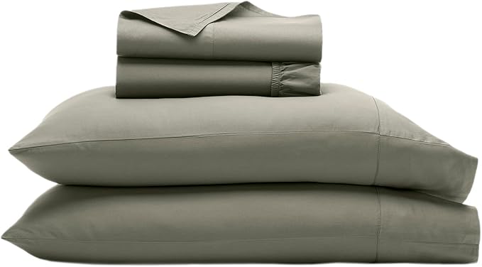 BOLL & BRANCH Signature Hemmed Sheet Set - California King, Juniper - Luxury 100% Organic Cotton - Includes 1 Flat, 1 Fitted, 2 Pillowcases - Buttery Soft