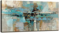 DZL Art A74750 Canvas Prints Abstract Wall Art Print Paintings Blue and Brown Stretched Canvas Wooden Framed for living Room Bedroom and Office Home Decor Artwork