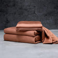 LUXOME Luxury Sheet Set | 100% Rayon (Viscose) from Bamboo | Queen Size - Terracotta | Deep Pockets | 4-Piece Set (Fitted, Flat, 2 Pillowcases)