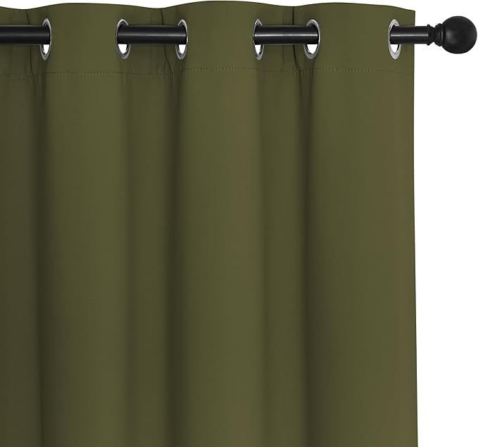 NICETOWN Olive Green Blackout Curtains 84 inch Length, Grommet Top Room Darkening Drapes for Bedroom Living Room, Light Blocking Window Covering for Privacy (W66 x L84 Inch, 1 Panel)