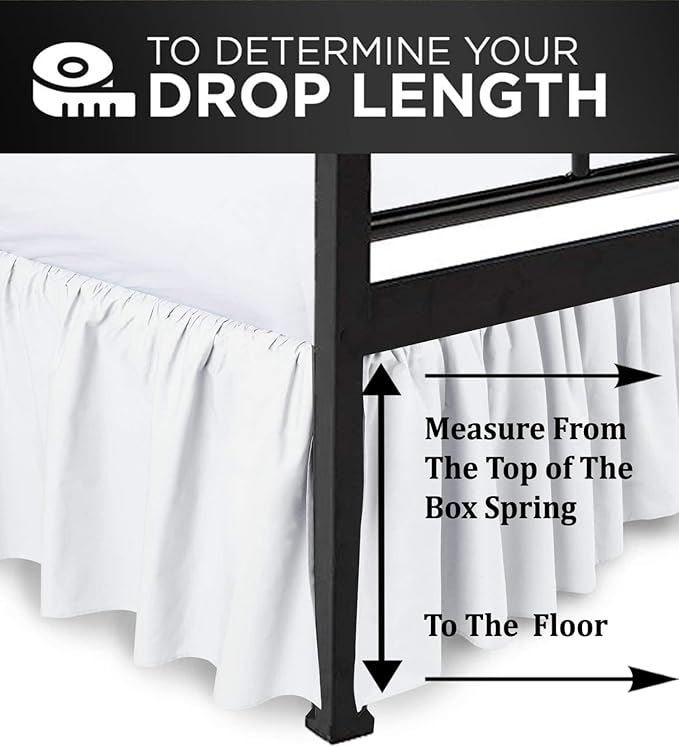 Ruffled Bed Skirt with Split Corners, White, Full 12 Inch Drop Bedskirt, Hotel Quality Brushed Microfiber Wrinkle Free Dust Ruffle Bed Skirt Full Size