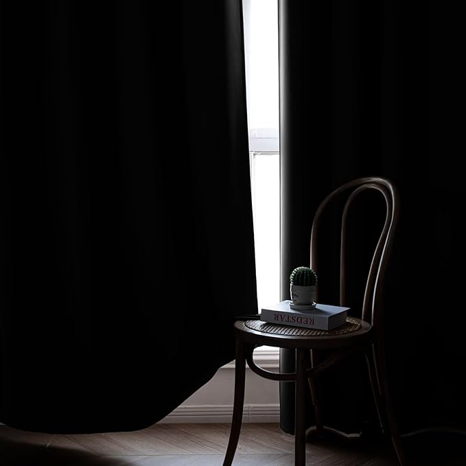Blackout Curtains 84 Inch Length 2 Panels Set, Black Out Curtains for Bedroom 84 Inch Long, Rod Pocket Energy Saving Room Darkening Drapes for Living Room Window Dark Grey(W52 x L84)