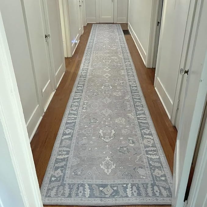 Fame Rugs Gray Modern Oushak Rug 2'6"x13, Vintage Turkish Colorful Oriental Antique Inspired Long Runner Rugs, Luxury Living Room Bedroom (389GBB, 2'6" x 13')