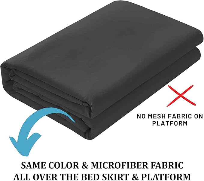 SKY BEDDINGS - King Size Ruffled Bed Skirt with Split Corners - 14 Inch Drop Dust Ruffle Bed Skirt with Platform Three Sided Coverage - 100% Microfiber, Dark Grey