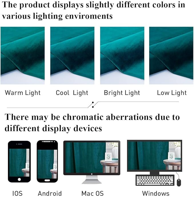 StangH Teal Velvet Blackout Curtain Panels Vintage Style Privacy Farmhouse Curtains Thermal Insulated Curtains for Sliding Glass Door/Guest Room, 52 x 96-inch, 2 Pcs