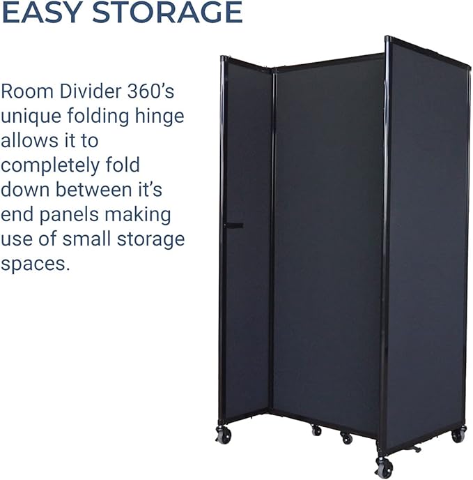 Versare Room Divider 360 Portable Wall Partition | Folding Panels | Large Freestanding Divider | Locking Wheels | Temporary Room Separator | 14' x 7'6'', Ocean