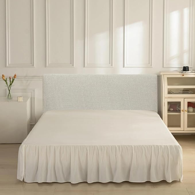 Bed Skirt Full Size Ruffled Bed Skirt with Split Corners, Ivory Full Bed Skirts 18 Inch Drop with Platform, 18'' Full
