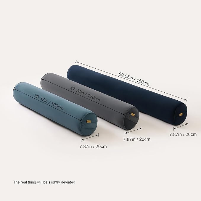 Long Round Body Pillow for Adults – Bolster Pillow for Bed, Cervical Roll Pillow, Firm Support for Sleeping,47.24 x 7.87 Inches,Teal Blue