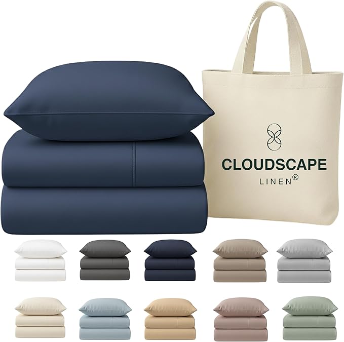 Egyptian Cotton Twin XL Size Sheets Set, Dark Denim