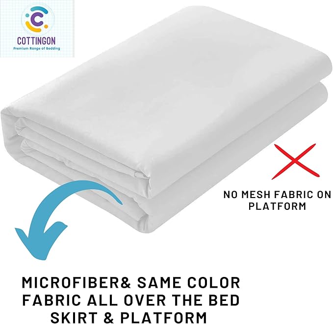 Ruffled Bed Skirt with Split Corners-Dust Ruffle - 15" Drop 100% Microfiber Soft,Sheen & Luxurious Look - Bed Skirts (White -Queen)