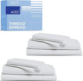 THREAD SPREAD 2-Pack Full Size Sheet Sets - 400 Thread Count 100% Cotton Sateen Weave - Extra Soft, Breathable, Hotel Quality Cooling Sheets, 2 Sets of Full Size Deep Pocket Bed Sheets (Silver Grey)