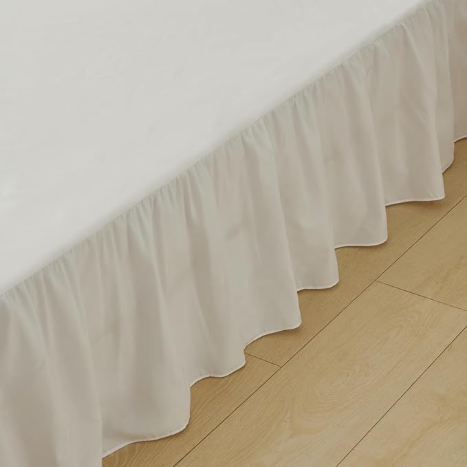 Bed Skirt King Size, Ruffled Bed Skirt with Split Corners, Bed Skirts 14 Inch Drop, Bed Skirting with Platform, White, 14'' King