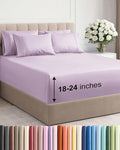 Extra Deep Full Sheet Set - 6 Piece Breathable and Cooling Sheets - Hotel Luxury Bed Sheets Set - Easy Fit - Soft, Wrinkle Free and Comfy Sheets Set - Light Lavender Sheet Set with Extra Deep Pockets