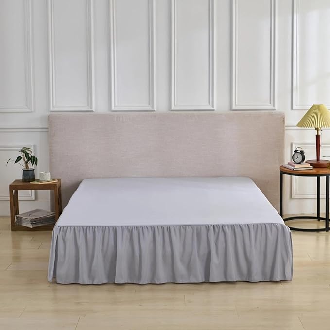 Bed Skirt Queen Size Ruffled Bed Skirt with Split Corners, Queen Bed Skirts 12 Inch Drop, Queen Size Bed Skirting with Platform, 12'' Queen, Silver Gray