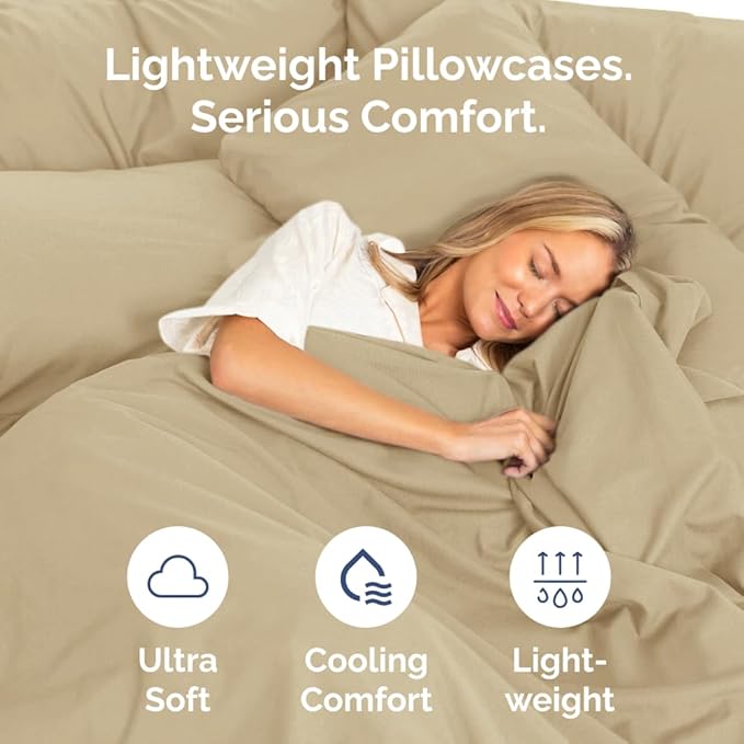 King Pillow Cases Set of 10 - Ultra Soft Hotel Quality Pillowcase Covers - Comfy & Wrinkle Free - Shrink, Stain and Fade Resistant - Easy-Care, Machine Washable Pillow Protectors - 10 Pcs Set - Beige