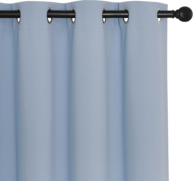 NICETOWN Blackout Curtain Panel 63 inch Long for Window - Thermal Insulated Solid Grommet Blackout Drape for Bedroom Living Room Kitchen (Single Panel, 52W x 63L, Vintage Blue)