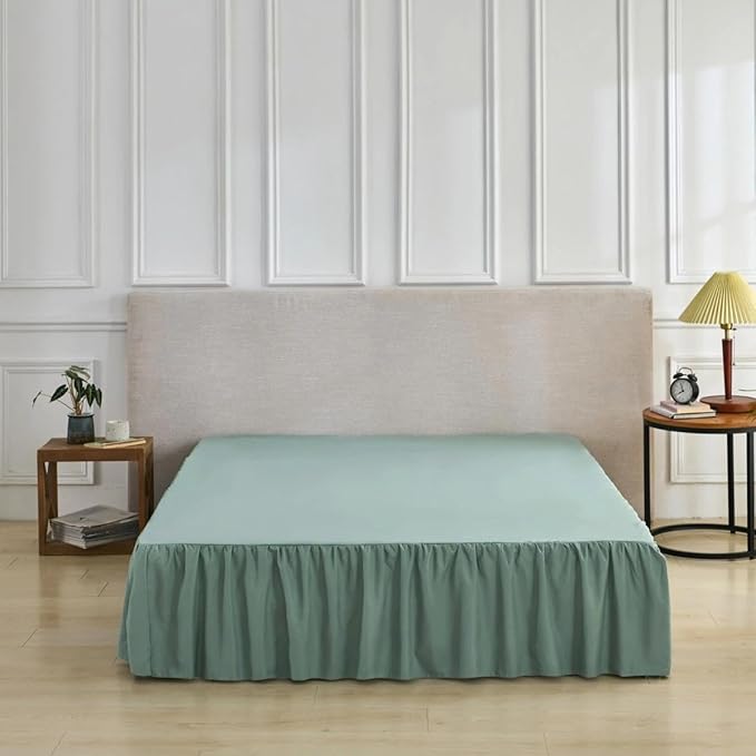 Bed Skirt Queen Size Ruffled Bed Skirt with Split Corners, Queen Bed Skirts 12 Inch Drop, Queen Size Bed Skirting with Platform, 12'' Queen, Sage Green