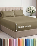Extra Deep Twin Sheet Set - 4 Piece Breathable and Cooling Sheets - Hotel Luxury Bed Sheets Set - Easy & Secure Fit - Soft, Wrinkle Free and Comfy Sheets Set - Khaki Sheet Set with Extra Deep Pockets