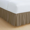Rajlinen Ruffled Bed Skirt Twin XL, 15 Inch Drop Dust Ruffle with Split Corners, 100% Microfiber Bedskirt with Platform, Three-Sided Coverage Ruffled Gathering Design, Taupe