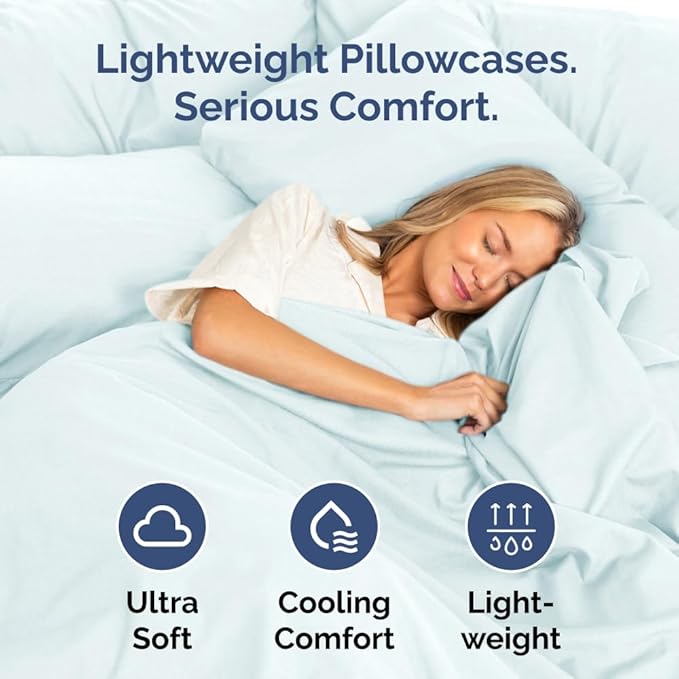 King Pillow Cases Set of 10 - Ultra Soft Hotel Quality Pillowcase Covers - Comfy & Wrinkle Free - Shrink, Stain & Fade Resistant - Easy-Care, Machine Washable Pillow Protectors - 10 Pcs Set - Ice Blue