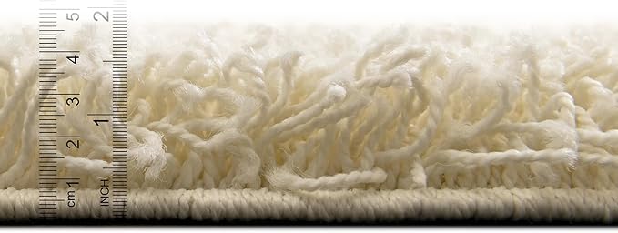 Unique Loom Solid Shag Collection Area Rug (7' 10" Square, Pure Ivory)