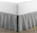SKY BEDDINGS - Queen Size Ruffled Bed Skirt with Split Corners - 21 Inch Drop Dust Ruffle Bed Skirt with Platform Three Sided Coverage - 100% Microfiber, Light Grey