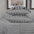 URBANHUT 800 Thread Count 100% Cotton Damask King Size Sheets, 4 Piece Striped King Size Bedsheets, Luxury Hotel Sheets Sateen Weave - Better Than Egyptian, 16" Elasticized Deep Pocket- Dark Grey