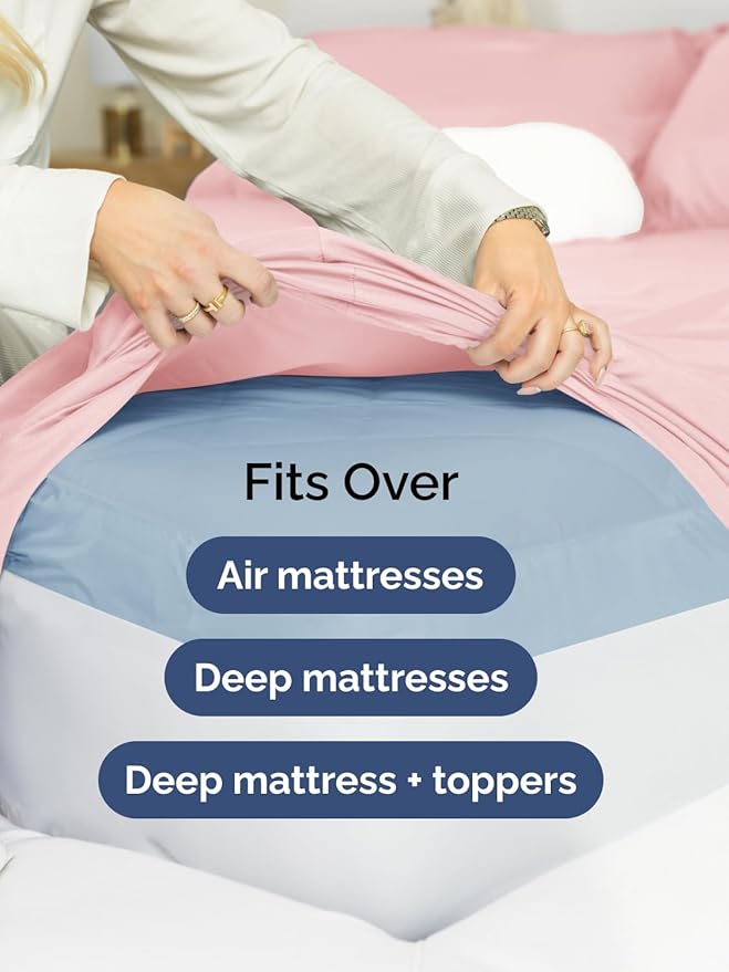 Extra Deep Twin XL Sheet Set - 4 Piece Breathable and Cooling Sheets - Hotel Luxury Bed Sheets Set - Easy Fit - Soft, Wrinkle Free and Comfy Sheets Set - Baby Pink Sheet Set with Extra Deep Pockets