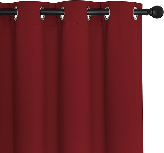 NICETOWN Burgundy Red Blackout Curtains 84 inch Length, Grommet Top Room Darkening Drapes for Bedroom Living Room, Light Blocking Window Covering for Privacy (W66 x L84 Inch, 1 Panel)