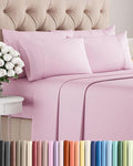 Full 6 Piece Sheet Set - Cooling, Comfy & Breathable - Hotel Luxury Bedding, Includes Fitted Sheet for Women, Men, Kids & Teens - 1 Flat, 1 Fitted Sheet, 4 Pillowcases with Deep Pockets - Light Pink