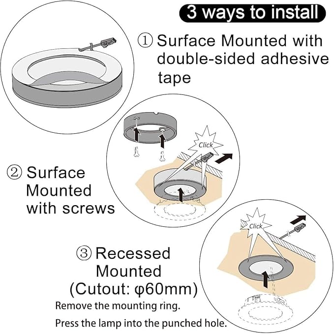 VST Under Cabinet Lighting Plug in with Wired Touch Dimmer Switch,Recessed or Surface Mount Design,Natural White 4000K 12V 2W(20W Total, 10 Pack White) Puck Lights Fixtures
