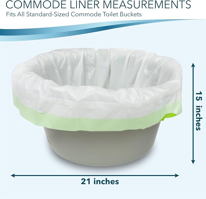 TidyCare Bedside Commode Liners for Portable Toilet Chair Bucket and Bedpan | Value Pack of 48 Disposable Waste Bags for Adults in Medical Care | Universal Fit Portable Toilet Liners