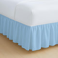 Rajlinen Ruffled Bed Skirt Full, 15 Inch Drop Dust Ruffle with Split Corners, 100% Microfiber Bedskirt with Platform, Three-Sided Coverage Ruffled Gathering Design, Light Blue