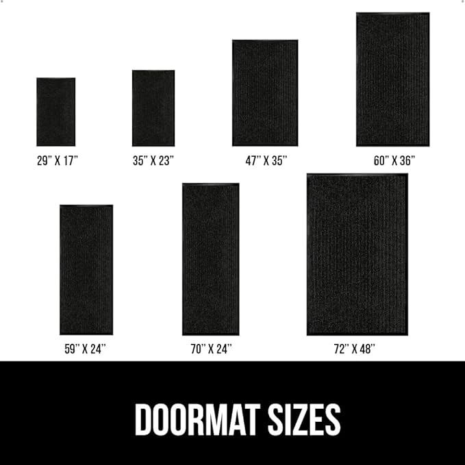 GORILLA GRIP Waterproof Traffic Guard Door Mat, 35x23, Heavy Duty Entryway Mats, Strong Rubber Back Commercial Utility Rugs for Office Hallway, Garage Floor and Home, Low Profile Carpet Runner, Black
