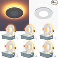 CycevSun 3 Inch LED Recessed Lights with Night Light, Dimmable & 5CCT Selectable Canless Outdoor Soffit, Downlight Wafer Pot Light, 6W, ETL, IC Rated, 6 Pack