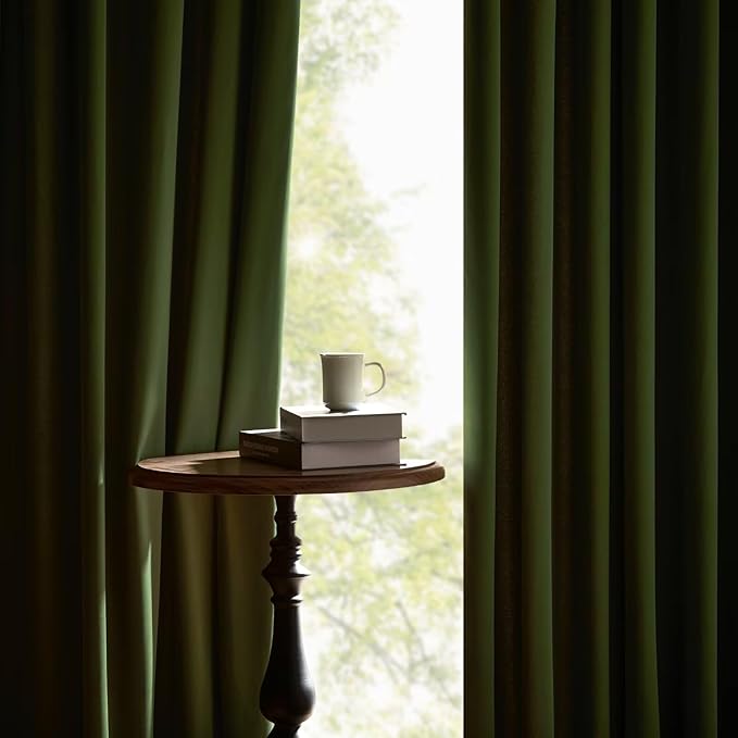 Joydeco Green Velvet Curtains 108 inch 2 Panel, Room Darkening Super Soft Velvet Drapes for Bedroom Living Room Thermal Insulated Window Drapes, Luxury Blackout Rod Pocket Curtains,W52 x L108 inch