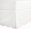 HIG Off-White Chic Queen Bed Skirt - Easy Fit Scallop Edge Pleated Bedskirts, 14 Inch Drop Anti-Slip Dust Ruffle, Thick Fabric for Enhanced Privacy, Pre-Washed for Long-Lasting Use(N60022)