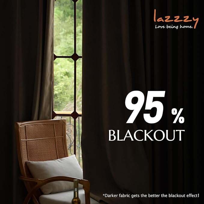 Lazzzy Dark Brown Blackout Velvet Curtains 96 Inches Long Thermal Insulated Blackout Curtain Drapes Luxury Back Tab Window Treatments for Bedroom Living Room 2 Panels, 52 x 96 Inch, Truffle
