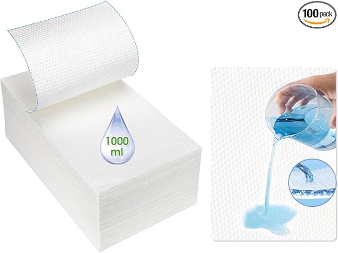 BOOWOO Commode Absorbent Pads, 90 Disposable Commode Pads for Commode Liners, Commode Liner Pads for Commode Chair, Bedpan, Bucket Toilet (90 Pads Only)
