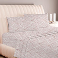 Carressa Linen Luxury Egyptian Cotton California King Printed Sheet Set 600 Thread Count Extra Long Staple 4 PC Set, Paisley Blush Cal King Printed Sheets, Soft, Cooling Sheets Upto 18 in Deep Pocket