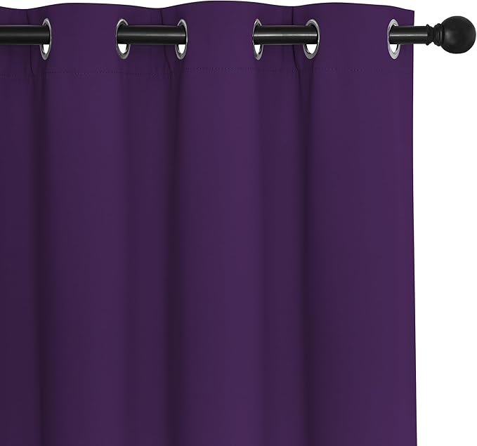 NICETOWN Blackout Doorway Curtain Drape 78 inch Long - Grommet Noise Reducing Thermal Insulated Solid Modern Window Treatments for Bedroom Closet (1 Panel, 52 x 78 Inch, Royal Purple)
