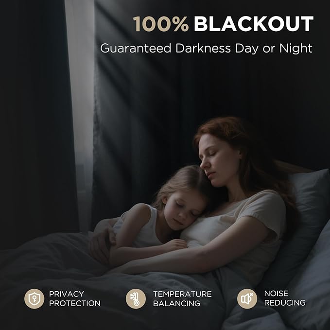 Joydeco Linen Blackout Curtains for Bedroom - 100% Light Blocking 1 Panels, Light Beige Drapes 100" W x 90" L, Thermal Insulated Room Darkening Curtains for Living Room, Rod Pocket & Back Tabs